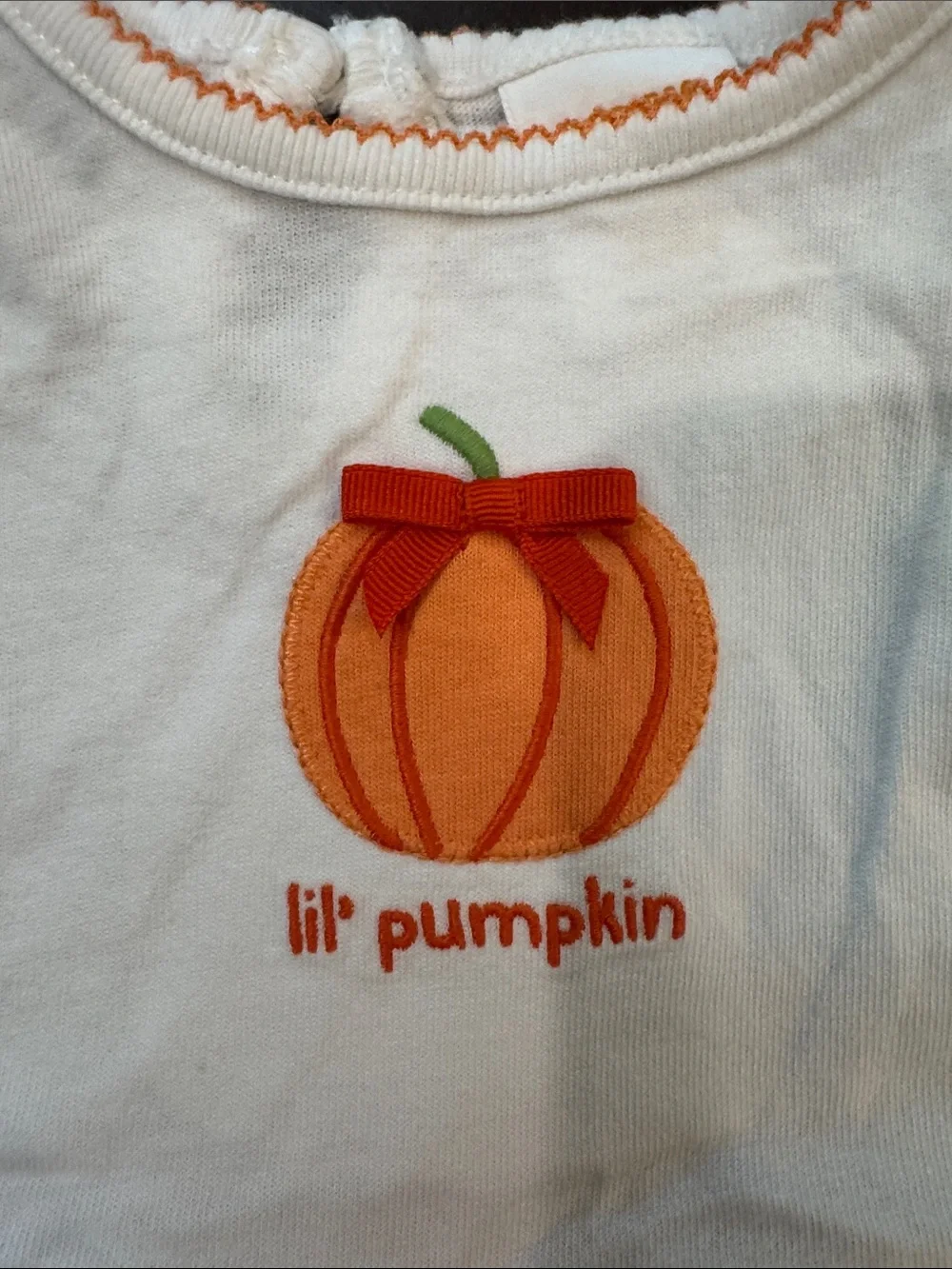 Gymboree White Top with Blue Polka Dot Skirt and Orange Bloomers